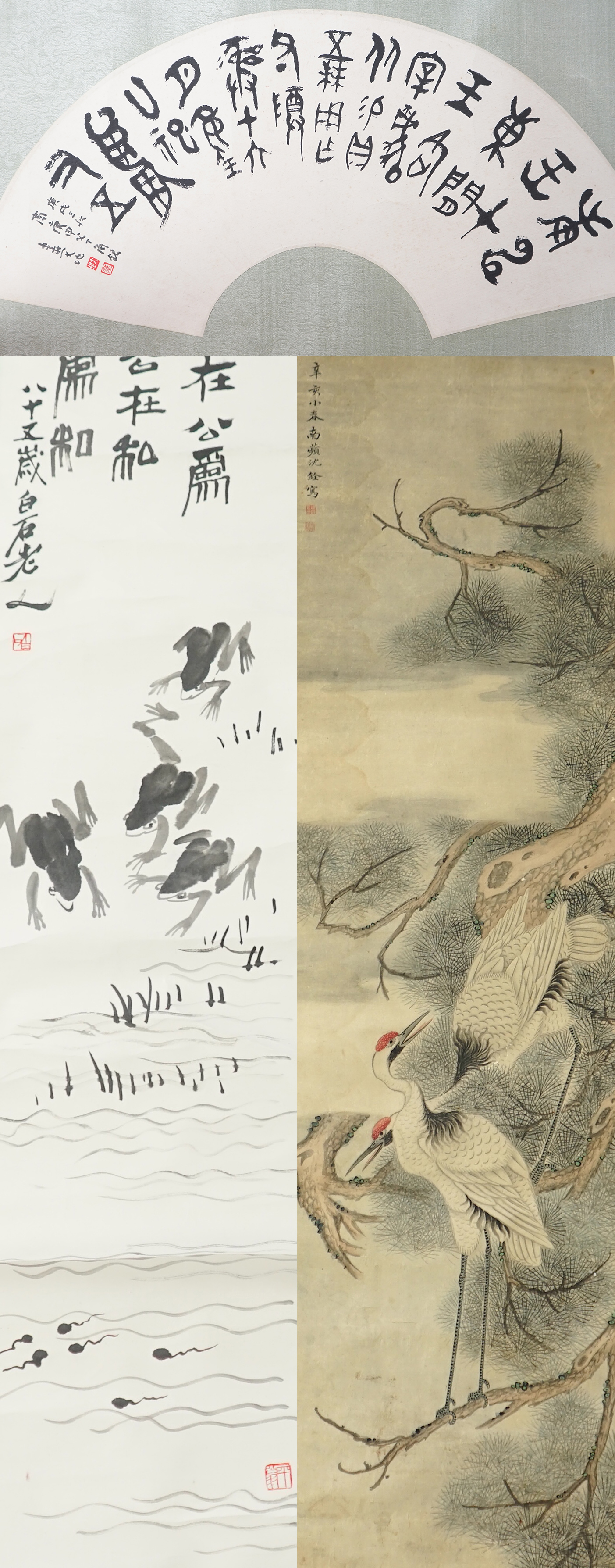 Three Chinese scroll paintings, 19th/20th century